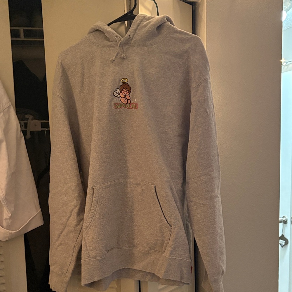 Supreme Gray Hoodie with Cartoon Design